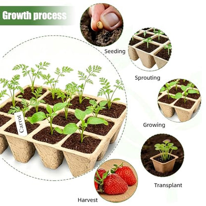 144 Cells Seed Starter Pots, 12 Pcs Biodegradable Seedling Peat Pots - size: 144 Cells-12 Pcs