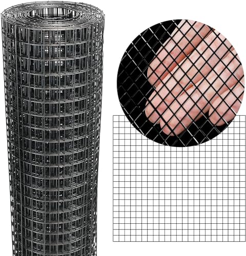 Black Hardware Cloth 12'' x 10' PVC Steel Vinyl Coated 1/2 inch Galvanized Wire Mesh Roll (19 GA) Chicken Wire Fence Roll, for coop Fences,Screen mesh, Rabbit/Snake Fences, Poultry enclosures, etc. - color: 19(GA)-1/2inch, size: 12In x 10Ft