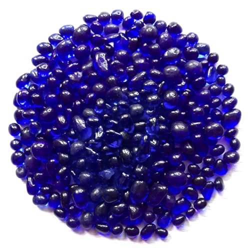 WAYBER 1 Pound Tumbled Sea Glass Pebbles Decorative Glass Stones, Deep-Blue | Vivid Long-Lasting Hues, Lustrous Polished Finish, Non-Toxic Material, Ideal for DIY Crafts & Home Decorations - color: Deep Blue