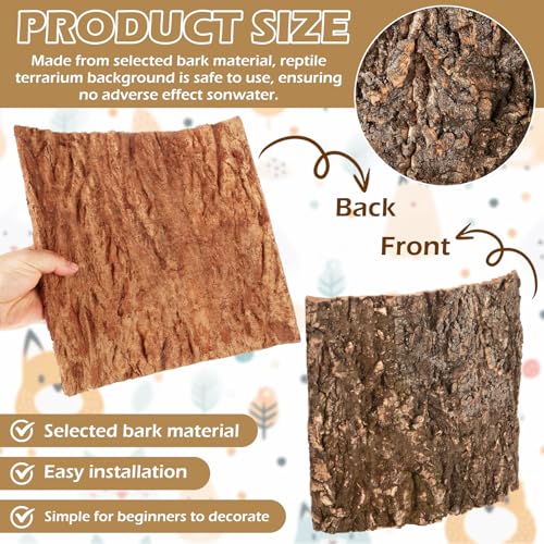 JMIATRY 4PCS Reptile Cork Bark 12x12 Inch Large Cork Bark Flats for Reptile | Natural Cork Background forTerrarium, Reptile Terrarium, DIY Background Climbing Wall, Gecko Snake Vivarium Decor