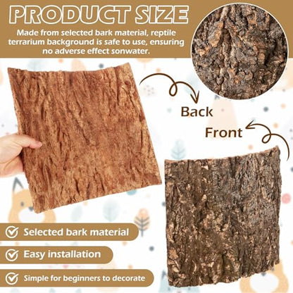 JMIATRY 4PCS Reptile Cork Bark 12x12 Inch Large Cork Bark Flats for Reptile | Natural Cork Background forTerrarium, Reptile Terrarium, DIY Background Climbing Wall, Gecko Snake Vivarium Decor