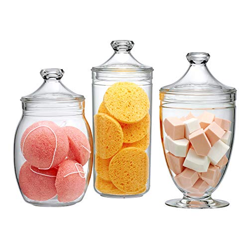 Amazing Abby - Adore - Plastic Apothecary Jars (3-Piece Set, 52/46/46 oz) (NOT Glass), Acrylic Jars with Lids, Bathroom Canisters, Candy Buffet, Wedding Display, BPA-Free and Shatter-Proof