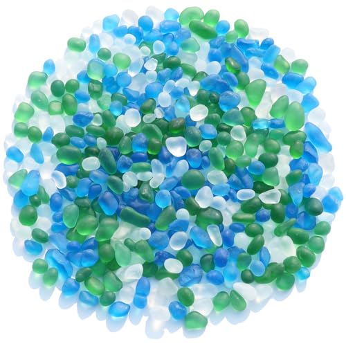QYGL Sea Glass Stones - 0.55LB Green Mixed Frosted Glass Pebbles Gemstones - color: Green Mixed