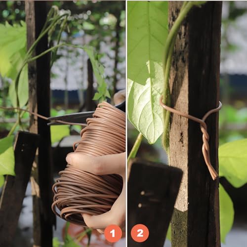 TELENT OUTDOORS 130 Feet Soft Plant Tie Brown Twist Garden Ties for Plants Gardening Home Office Organization TPR Garden Ties Supplies with 2.5mm Diameter - color: brown