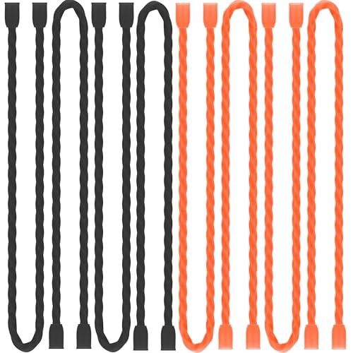 8pcs 12Inch Silicone Cable Ties Reusable Steel-Core Twist Ties Wire Straps - color: Black&orange, size: 12 Inch