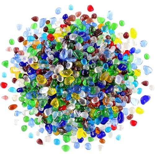 WAYBER 1 Lb Tumbled Sea Glass Pebbles Decorative Glass Stones, Multicolored | Vivid Long-Lasting Hues, Lustrous Polished Finish, Non-Toxic Material, Ideal for DIY Crafts & Home Decorations - color: Colorful