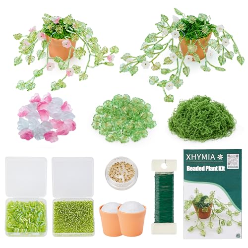 XHYMIA Beaded Plant Kit, Glass Forever Plant DIY Craft with Video Tutorials - color: Light green