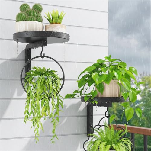 iDavosic.ly Plant Wall Hanger Set of 2 for Outdoor with Drain Hole, Black - color: Black with Holes(Outdoor Use), size: 2 Pack