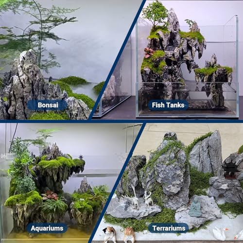 Natural Rocks Seiryu Stones Aquariums Stones for Aquascaping, Aquariums, Terrariums, Vivariums Decorative Stone,Reptile Enclosures,Paludariums,and Gardens-10lb（2 to 7 inch） - size: 10Lb (2-7 inch)