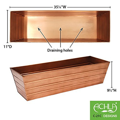 Achla Designs C-21C Plated Flower Box, Window Flowerbox Planter, Large, Copper | Copper Plated - color: Copper, size: Large