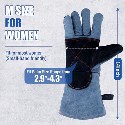 IC ICLOVER Animal Handling Gloves, Snake Bite Proof Gloves, Double Leather - color: M -14inch