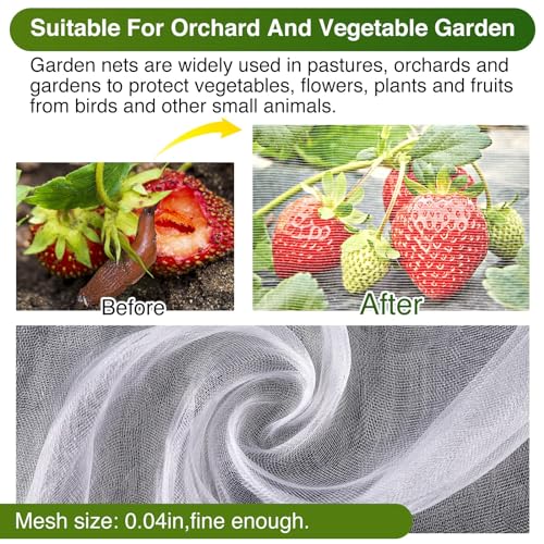 10 X 25FT Garden Mesh Netting Barrier,Fruit Tree Plant Netting for Vegetable Blueberry Bushes Plant Row Cover Screen Protection - color: 1 Pack, size: 10X25FT