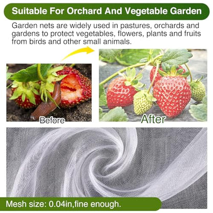 10 X 25FT Garden Mesh Netting Barrier,Fruit Tree Plant Netting for Vegetable Blueberry Bushes Plant Row Cover Screen Protection - color: 1 Pack, size: 10X25FT