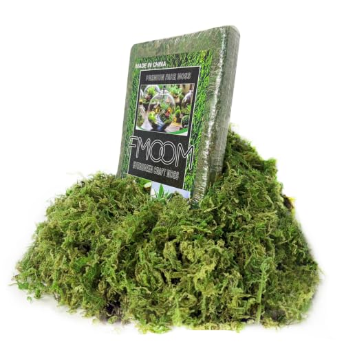 Faux Fake Green Moss 7OZ Artificial Cover for Indoor Potted Plants Crafts | Realistic artificial moss for plants indoor, fairy gardens, floral décor, DIY crafts, weddings and home decoration - color: Bright Green