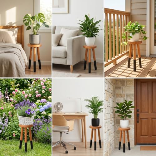 Wood Plant Stand, Indoor Plant Holder, Wooden Pot Stand for Plants - color: 18" Tall Black