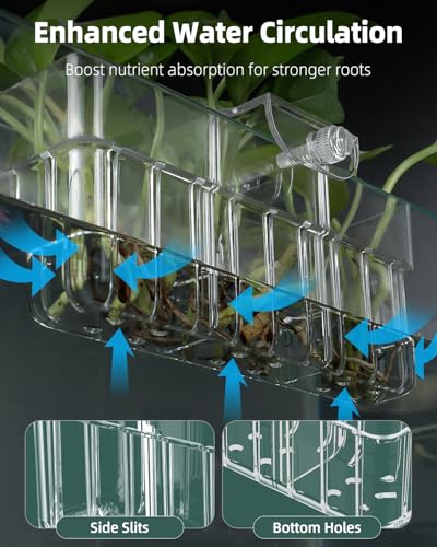 Pawfly Clear Acrylic Aquarium Plant Holder for Fish Tanks, 3 Slots Top Hanging Fish Tank Planting Holder with Hook, Adjustable Aquarium Planter Cup, Plant Pot for Water Feature Decoration - size: 1 Pcs