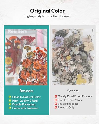 Dried Flowers, Resiners 100Pcs Pressed Flowers for Craft Real Natural Dried Flowers Dry Leaves Kit for DIY Making Crafts Resin Soap Candle Scrapbook Supplies Card Making Jewelry - color: Fall Color 100pcs