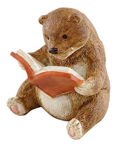 Top Collection Miniature Fairy Garden and Terrarium Baby Bear Reading Statue