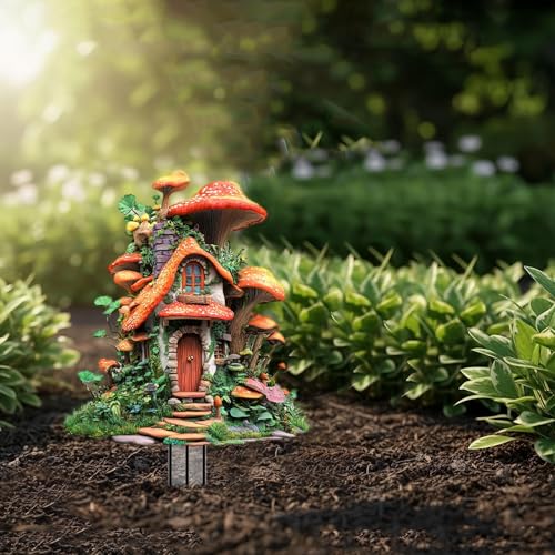Mushrooms Garden Stakes Decor Yard Acrylic - 2D Spring Garden Acrylic Sign Decoration, Yard Art, Gift for Nature Lovers, for Indoor & Outdoor Flower Pots, Yard, Mini Gardens & Lawn (5.9”x5.9”) Y09