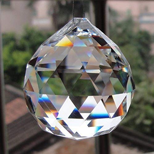 Petrichor Feng Shui Clear Crystal Hanging Ball for Good Luck & Prosperity - Home Decoration/Gifting (80 MM/Pack of 2) - size: 80 MM / Pack of 2
