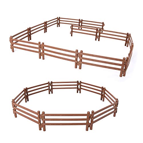 20 Pcs Farm Corral Fence Toys Panel Accessories Playset Barn Animal Figures for Toddlers Kids Figurines Set Decoration Prop - style: 20 Pcs Brown Fences