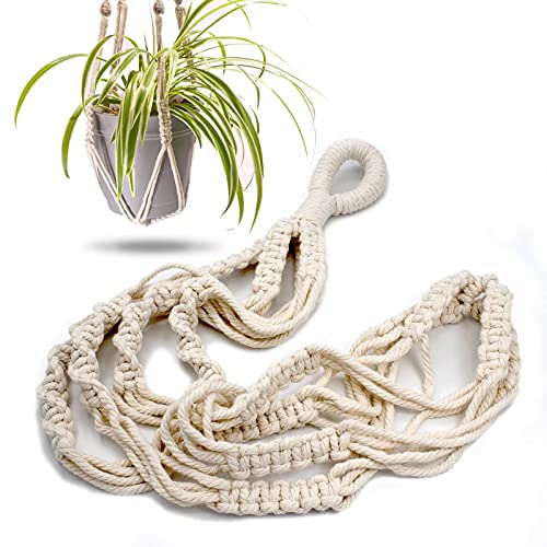 Macrame Plant Hanger with Short Rope (No Tassel) - 23 Inch - Cotton Macrame Cord for Boho Decor Flower Pots - Bohemian Chic Home Decor, Simple Indoor Outdoor Hanging Houseplants or Terrarium | 1 Pack - size: 23 Inch