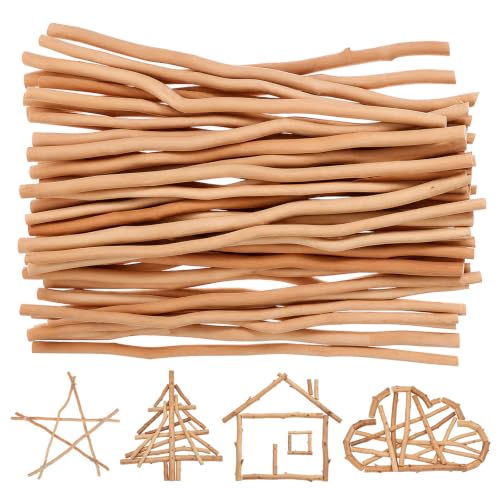 HOMSFOU 50Pcs Wood Sticks for Crafts, 30cm Natural Wavy Twigs Sticks