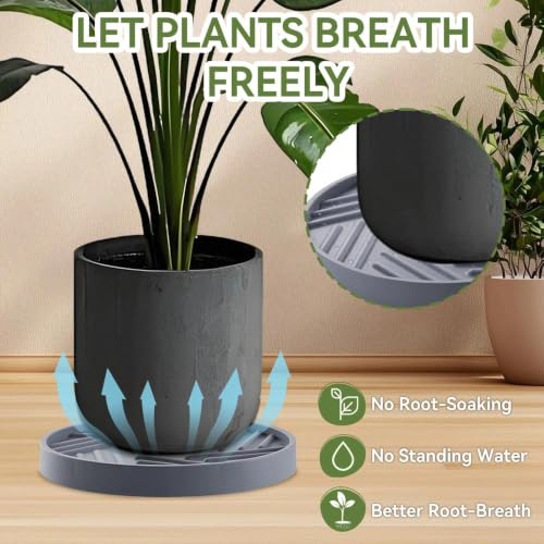 2 Pcs Plant Caddy with Hidden Wheels 11.22 Inch Heavy Duty Rolling Plant Stand, Indoor Outdoor Plant Saucer Tray with $9.9 Garden Tools (Gray) - size: 11.22 Inches of 2 Pack (Gray)