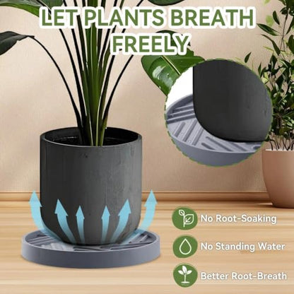 2 Pcs Plant Caddy with Hidden Wheels 11.22 Inch Heavy Duty Rolling Plant Stand, Indoor Outdoor Plant Saucer Tray with $9.9 Garden Tools (Gray) - size: 11.22 Inches of 2 Pack (Gray)