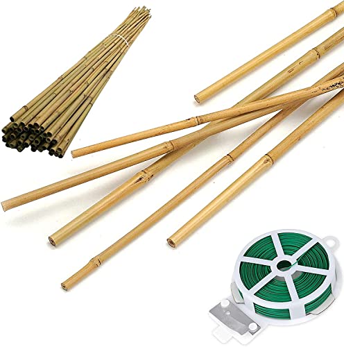 50 Pack 5ft Bamboo Plant Stakes for Wood Garden Sticks，Wooden Plant Supports，Bamboos，Bamboo Trellis，Crafts, More Size Choices 8"/12"/16"//2'/3'/4'/5'/6' - color: bamboo, size: 5 feet