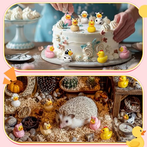 Novabright 100 Pcs Mini Resin Farm Animals Ducks Tiny Resin Animals Ducks Figures Small Animal Statue for DIY Cake Craft Garden Landscape Ornament Potted Decoration Birthday Party Supplies - style: Farm Animals