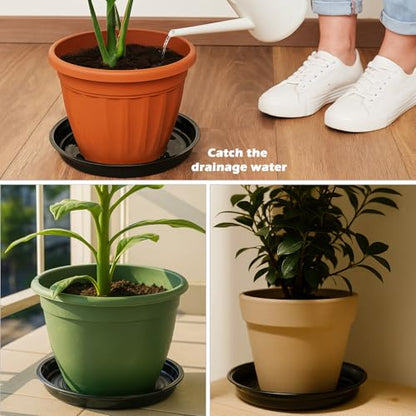 30 Packs 4 Inches Small Plant Saucers for Indoor Outdoor Use Heavy Duty Plastic Plant Plate Dish for Planter Bulk Round Flower Pot Drip Trays to Catch Water 4 to 20 Inch, Black - size: 4 inches