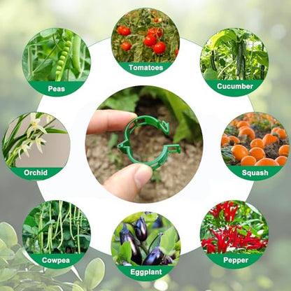 Plant Support Clips - Tomato Clips for String Trellis, 50pcs Grape Vine Clips for Fixing Stem and Vinefor Garden Netting Climbing Plants, Secured Plastic Plant Clip (50, Green) (50)