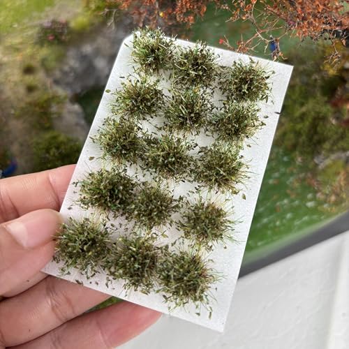 15 Pcs 10mm Miniature Wild Flower Plants - Diorama, Train, Railway Track, Car & Scene Model Decorations (Dark Green) - color: Dark Green