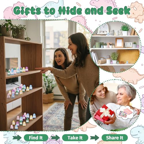 Gejoy 25 Pcs Mini Rubber Dinosaur Toys Positive Mini Dinosaurs Figures | Tiny Figurines to Hide, Dinosaur Gifts with Motivational Quote, Birthday Encouragement Gifts for Coworker Desk Decor - style: Dinosaur