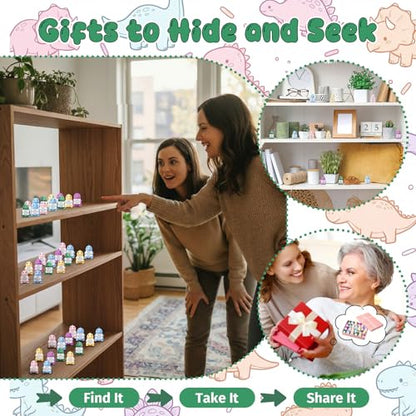 Gejoy 25 Pcs Mini Rubber Dinosaur Toys Positive Mini Dinosaurs Figures | Tiny Figurines to Hide, Dinosaur Gifts with Motivational Quote, Birthday Encouragement Gifts for Coworker Desk Decor - style: Dinosaur