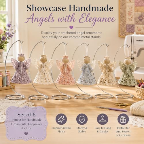 Silver Ornament Display Stands Set of 6, 9 Inch Chrome Metal Hanging Stands for Christmas Ornaments, Jewelry, Terrariums, Glass Globes, Air Plants, Crafts, Collectibles and Decorative Tabletop Displays - size: 6 Pack