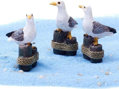 5Pcs Sea Bird Seagull Stand Stump Miniature Fairy Garden Home Houses Decoration Craft Micro Landscaping Decor DIY Accessories, Outdoor Statues, Garden Sculptures and Statues, Decorations