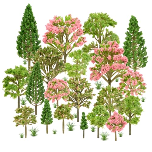 Mini Model Trees 20pcs 1.6"-4.7" Mixed Colors