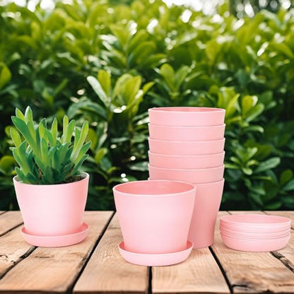 8 Pcs Flower Pot,Pots for Planting,3.8" Nursery Pot,Plastic Plant Pots Indoor for Plants Garden Succulent Pot,Gardening Gifts Herb Garden Planter,Seedling Planter - color: Pink