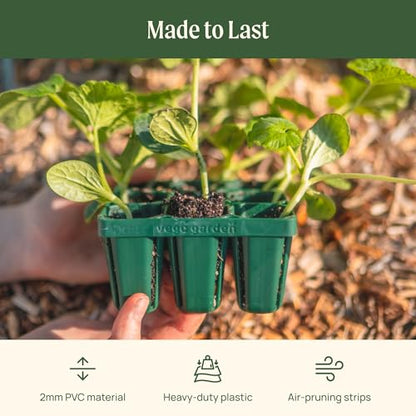Vego garden Standard Seedling Trays Without Lids, 64 Pack for Seedlings Reusable Propagator Growing Starter Tray, Germination Trays Kit for Greenhouse/Garden (8-Cell per Tray) - size: 64 Packs, style: 8 Cells Standard Size