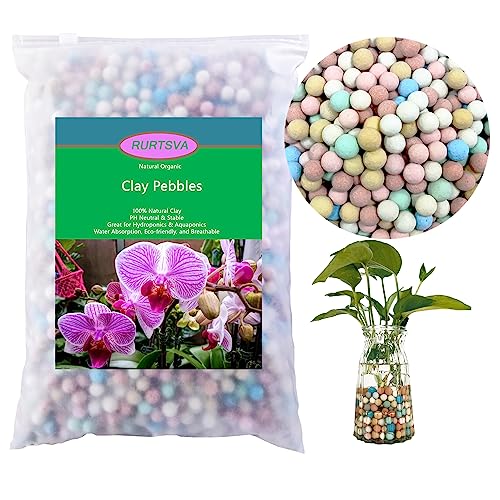 Natural Organic Colorful Leca Balls 5LBS for Plants, 8mm-10mm Ceramsite Clay Pebbles Indoor Potting Garden Soil for Orchid, Succulents, Hydroponics, Decoration, Drainage (Colorful, 5 lbs) - color: Colorful, size: 5 lbs