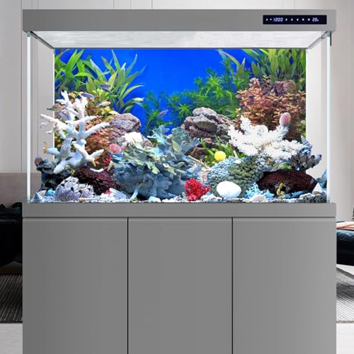 AWERT 48x18 in Aquatic Plant Fish Tank Background Stone Aquarium Backdrop | AWERT River Bed & Lake Vinyl Terrarium Background - size: 48x18in/120x45cm