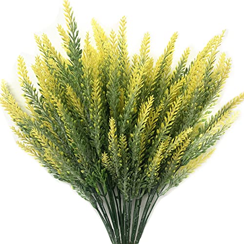 CATTREE Artificial Lavender, Plastic Plants Fake Flowers Bouquet Home Bridal Wedding Office Party Garden Balcony Indoor Outdoor DIY Centerpieces Arrangements Simulation Craft Decoration Yellow 4pcs - color: Lavender-yellow-4 Pcs