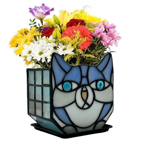 Indoor Plant Display Glass Container, Unique Pots for Plants, Glass Container Decoration,Suitable for Growing Small Plant 4.6x5.15x3 in（Excluding Plants） - color: Purple — Gray