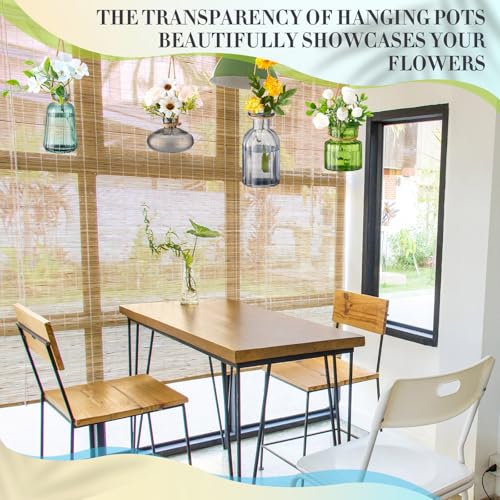 Wonderjune 4 Pcs Stained Glass Hanging Vases Hanging Glass Planters Small Plant Terrarium Pot Containers with Rope for Garden Home Indoor Outdoor Decor, 4 Styles (Artsy) - style: Artsy