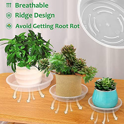9 Pack of 5''& 7''& 9'' Clear Plant Saucer Drip Trays, Plant Tray for Pots & Plastic Plant Saucer,Made of Thicker & Stronger Plastic with Large Capacity Design （5 Inch x3+7 Inch x 3+9 Inch x 3） - color: Clear, size: 5" 7" 9" Mix