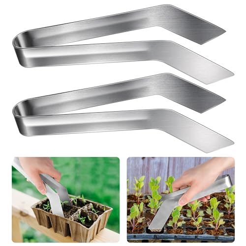 2 Pcs Seedling Transplant Tongs- 8.7 Inch Stainless Steel Gardening Plants Transplant Tongs- Seedling Remove Transplant Pliers for Reducing Root Damage - size: 8.7 inch