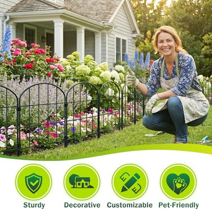 24in (H) x 11ft (L) Decorative Garden Fence Panels 10 Pack No Dig Fencing, Rustproof Metal Wire Garden Fence Border, Small Animal Barrier Fence for Dog - size: 10.83 ft(L) X 24 in(H) ,10 pack