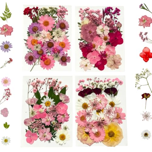 Pink Pressed Flowers 128Pcs for Resin Craft Soap Candle Nail Cake Decor - color: 127pcs Pink